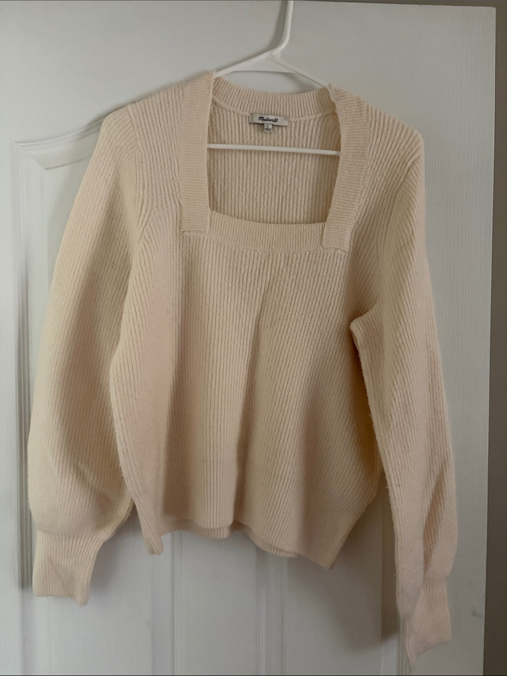 Madewell Cream Square-Neck Ribbed Sweater